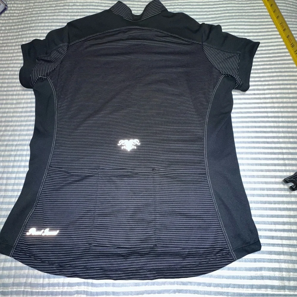 Pearl Izumi Women's Cycling Jersey Black Striped Short Sleeve Full Zip XL - Picture 3 of 7